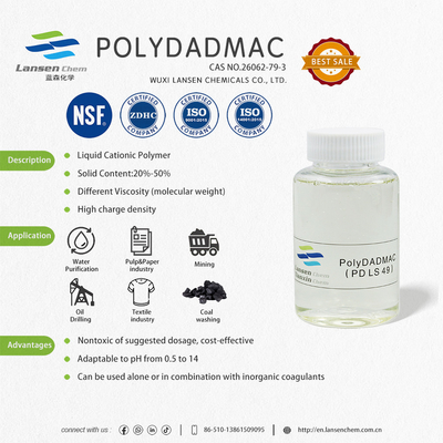Tipo líquido Agente de tratamiento de agua potable Polydadmac Coagulante Amplio espectro de aplicabilidad No tóxico