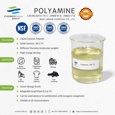 Productos químicos purificadores de agua con poliamina catiónica para el tratamiento y decoloración de aguas residuales en la industria textil